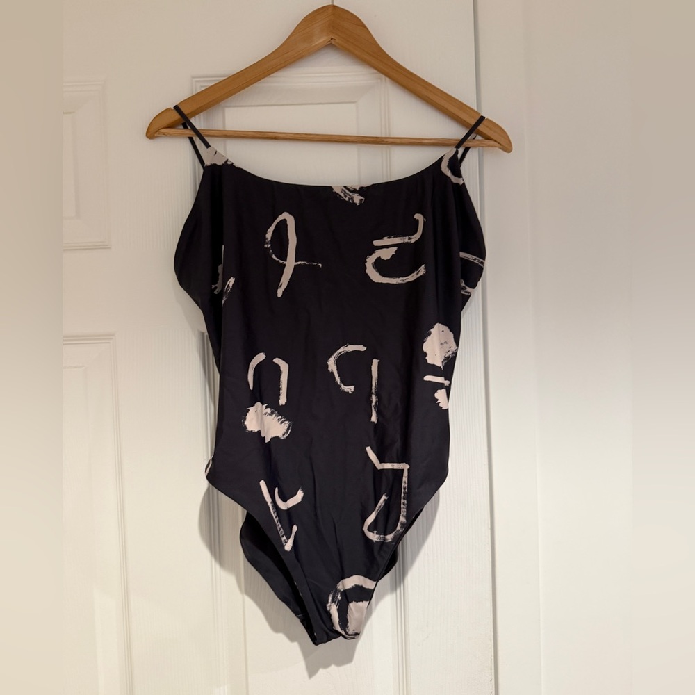 Madewell New x Caroline Z Spaghetti-Strap One-Piece Swimsuit in Abstract Alpha